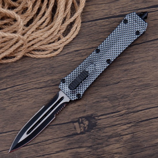 Spring Assisted Knife, OTF Knife, Double-Edge Blade, High Carbon Stainless Steel, Ideal Gift for Men and Women