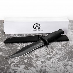 Fixed Blade Knife with Nylon Sheath in Non-Slip Handle and Black High Carbon Stainless Steel Blade for Outdoor Camping, Hunting, Survival, Tactical, and EDC