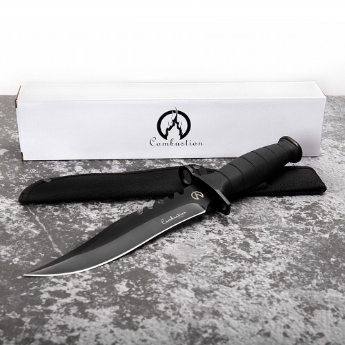 Fixed Blade Knife with Nylon Sheath in Non-Slip Handle and Black High Carbon Stainless Steel Blade for Outdoor Camping, Hunting, Survival, Tactical, and EDC