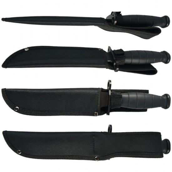 Fixed Blade Knife with Nylon Sheath in Non-Slip Handle and Black High Carbon Stainless Steel Blade for Outdoor Camping, Hunting, Survival, Tactical, and EDC