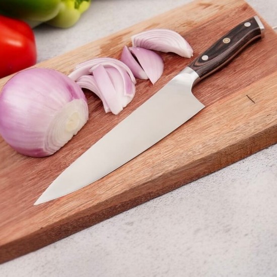 8 Inch Chef's Knife, 7Cr Stainless Steel, Pakkawood Handle, Triple Rivet Full Tang Kitchen Tools