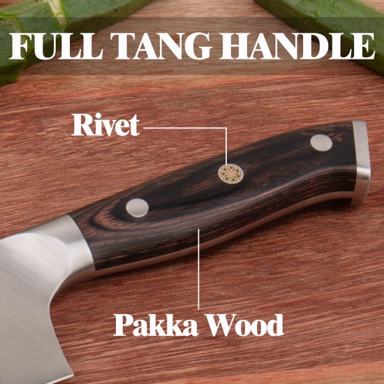 8 Inch Chef's Knife, 7Cr Stainless Steel, Pakkawood Handle, Triple Rivet Full Tang Kitchen Tools