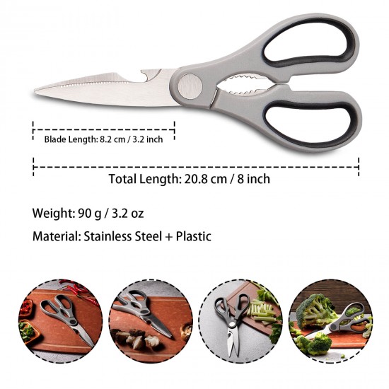 Kitchen Scissors Multipurpose Multifunction Shear with Serrated Blade for Herbs, Chicken, Poultry, Fish, BBQ, Meat and Vegetables Cutting 