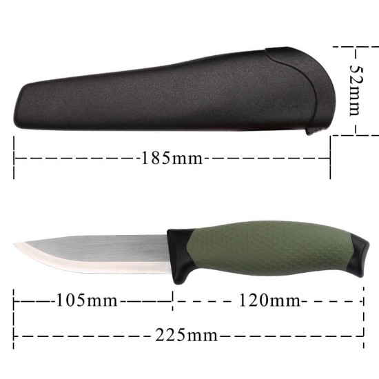 Fixed Blade Knife with Rota-table Sheath, 4.1 Inch Stainless Steel Blade, Fillet Knife for Outdoor, Survival, Camping, Hiking, Hunting, EDC, Non Slip Grip