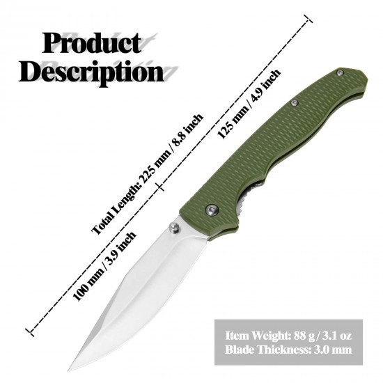 Folding Pocket Knife, Boy Scouts Knife, Plastic Handle, Stainless Steel Blade, Good for Outdoor, Survival, Camping, Fishing, Hiking, EDC, Activities Mens Gift