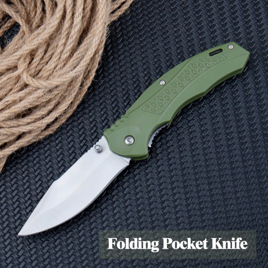 Folding Pocket Knife, Boy Scouts Knife, Plastic Handle, Stainless Steel Blade, Good for Outdoor, Survival, Camping, Fishing, Hiking, EDC, Activities Mens Gift