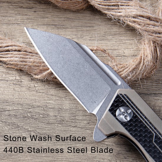 Outdoor Camping Knife, 440B High Carbon Stainless Steel Blade, CNC Stone Wash Surface, G10 Handle, Sharp Survival Knife, Suitable for Fishing, Hiking, Hunting, Diving, Riding, Adventure, Jungle, EDC